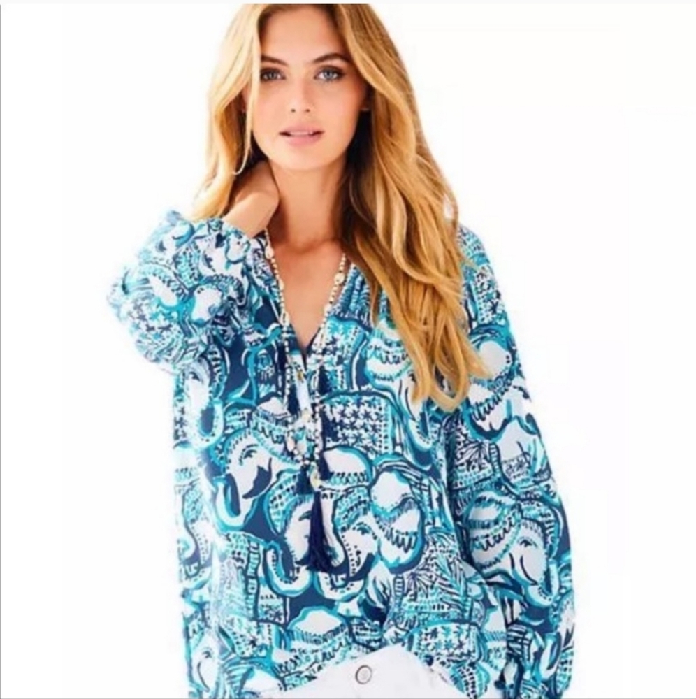 Lilly Pulitzer Elsa Trunkin Silk Top Size M